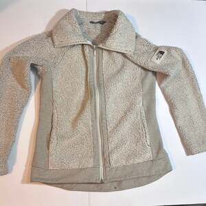 The North Face Sweater Fuzy Full Zip Pullover Beige Women's Small Sherpa